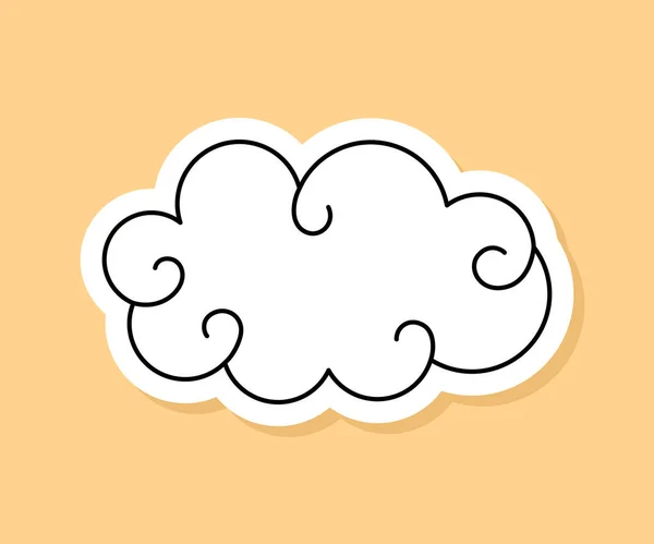 Sticker Vector Retro Cloud Isolé Sur Fond Jaune Icône Dessin — Image vectorielle