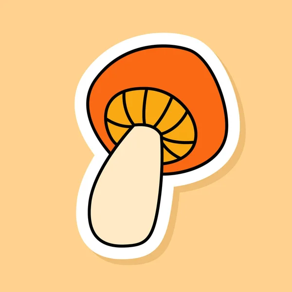 Vector Retro Mushroom Isolated Yellow Background 70S Style Cartoon Icon — Stock Vector