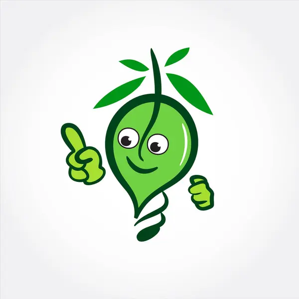 yeşil ampul akıllı karikatür maskot logosu tasarımı ilham