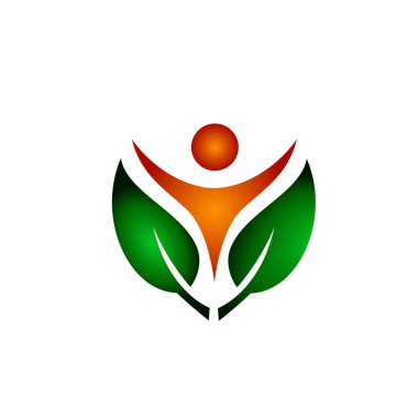 İnsan doğası yeşil sağlık simgesi logo tasarımı ilham