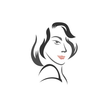 Güzel kadınlar baş sanat logosu tasarımı resim çizimi ilham kaynağı.