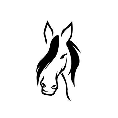 Basit soyut zarif baş at logosu tasarım şablonu