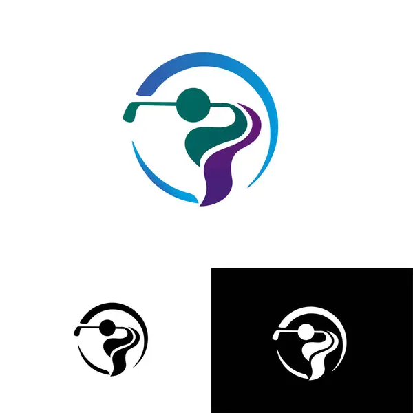 Soyut oyuncu golf atış çubuğu logosu simge tasarımı tasarım ilhamı