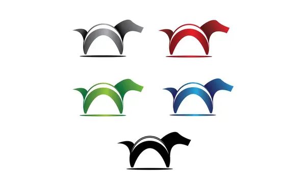 Tam set renkli soyut köpek logosu sembol tasarım tasarımı ilhamları