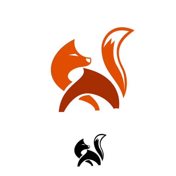 soyut yürüyen tilki geriye bak logo tasarım şablonu çizim ilhamı