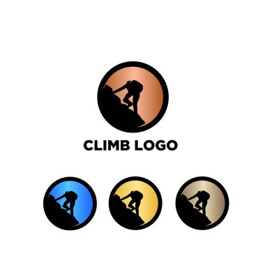 Kaya logosu tasarım şablonu çiziminde daire tırmanıcısı