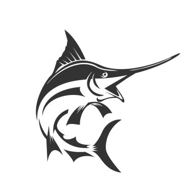 Kılıçbalığı atlama sanatı logosu tasarımı