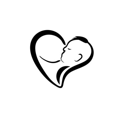 Aşk Yüreği Bebek Emzirme Logosu Tasarım Şablonu
