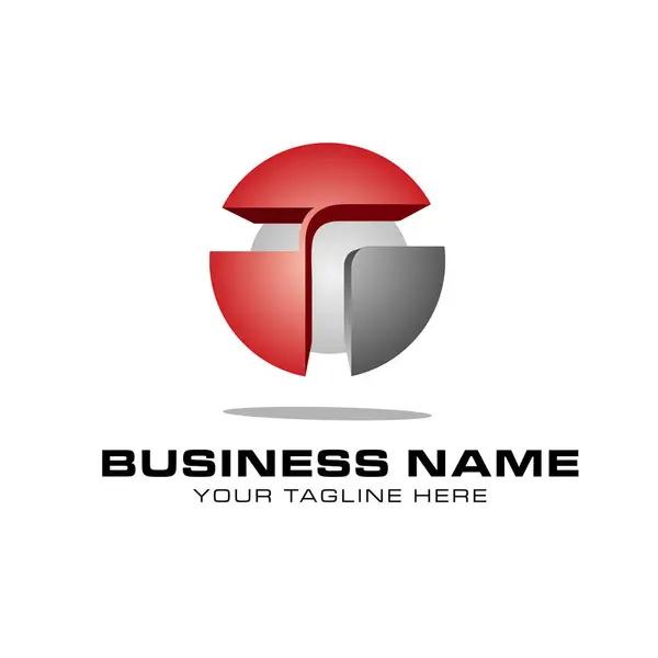 soyut kırmızı daire T 3d ilk logo tasarım şablonu