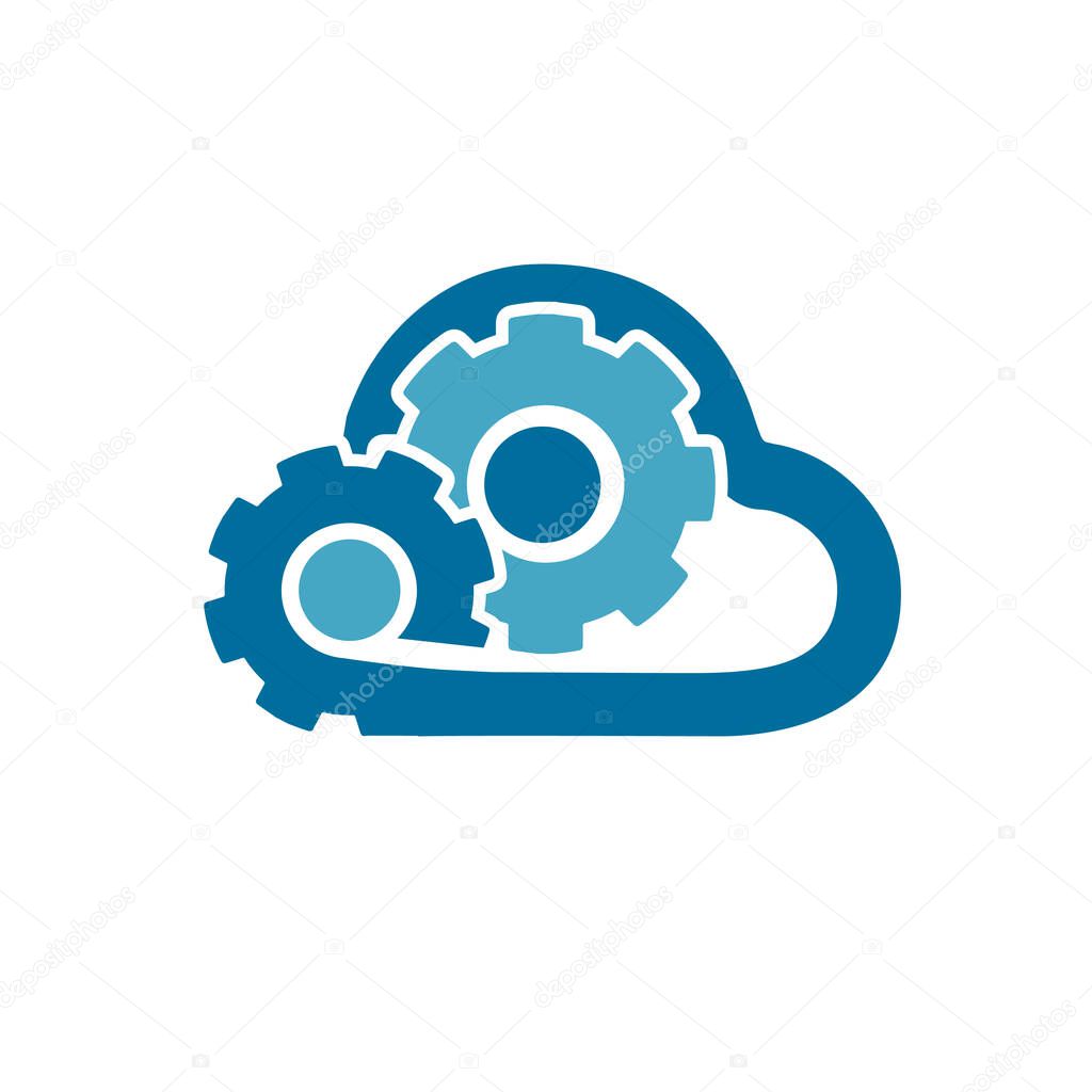 Abstract cloud gear logo icon symbol design template illustration inspiration