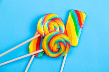 Colorful candies, lollypop on the color background