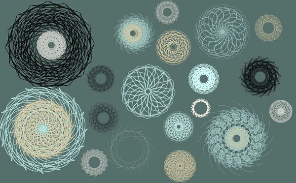 Circles with ornaments, geometric paint background