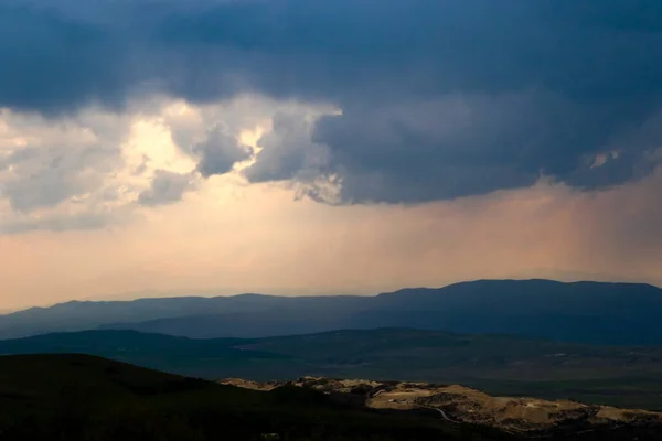 stock image Cloudy sky landscape background, clouds during sunset