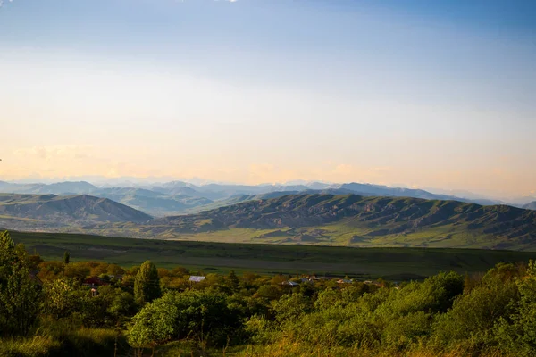 Berglandschaft Und Aussicht Bei Sonnenuntergang Georgische Natur — Stockfoto