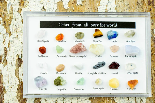 Gems Ans Pedras Coleção Fundo Branco — Fotografia de Stock
