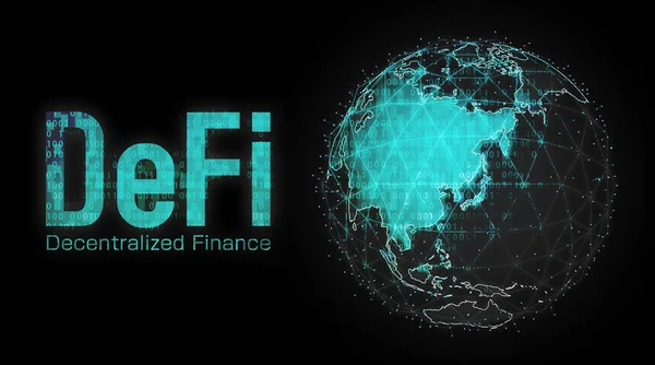 Ilustración Del Banner Conceptual Defi Finanzas Descentralizadas — Foto de Stock
