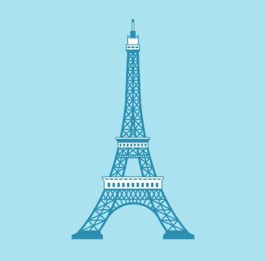 Eyfel Kulesi - Fransa, Paris - 124; Dünyaca ünlü bina vektör illüstrasyonu