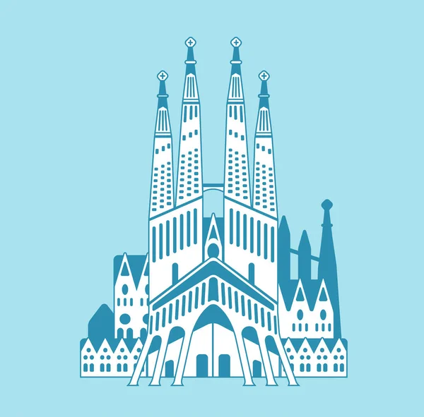 Sagrada Familia España Jalá Ilustración Vectorial Edificios Famosos Del Mundo — Vector de stock
