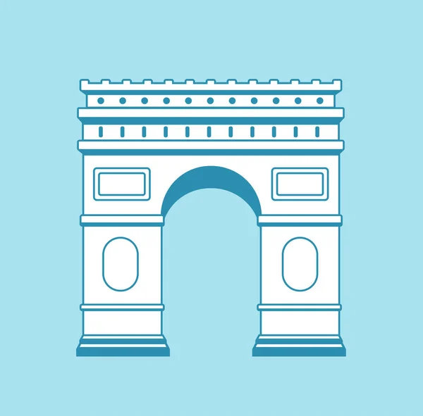 Arc Triomphe Γαλλία Παρίσι Παγκόσμια Διάσημη Εικονογράφηση Διανυσμάτων Κτιρίων — Διανυσματικό Αρχείο