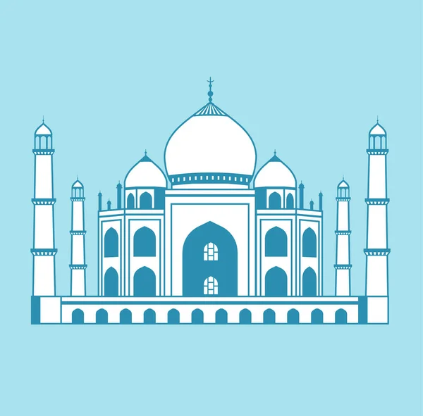 Taj Mahal Índia Edifícios Famosos Mundialmente Ilustração Vetorial — Vetor de Stock
