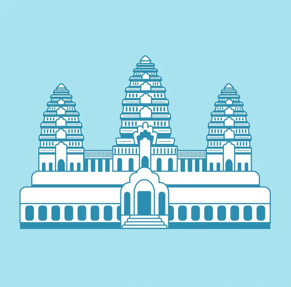 Angkor Wat Kambodja Världsberömda Byggnader Vektor Illustration — Stock vektor