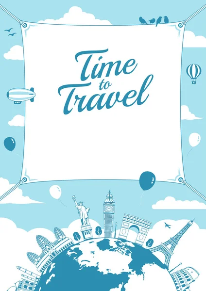 Utazás Nyaralás Városnézés Illusztráció Plakát Szórólap Stb Szöveges Űrlap — Stock Vector