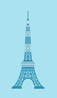 Tokyo tarihi yapı / mimari illüstrasyon (Tokyo kulesi)
