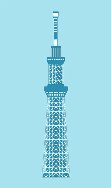 Tokyo Landmärke Byggnad Platt Illustration Tokyo Sky Tree — Stock vektor