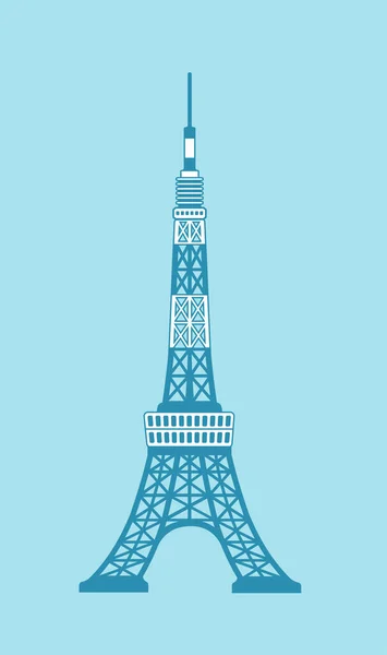 Tokyo Landmark Building Architecture Illustration Tokyo Tower — стоковий вектор