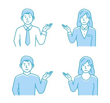 Genç bir erkek ve kadının vektör illüstrasyon seti.