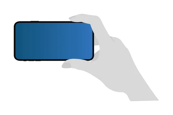 Illustratie Van Het Vasthouden Van Een Mobiele Telefoon Mock — Stockvector