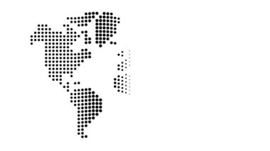 Basitleştirilmiş dünya haritası (noktalarla çizilmiş) 4K canlandırma göster