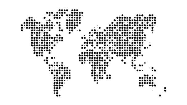 Mapa Del Mundo Simplificado Dibujado Con Puntos Animación Pop — Vídeos de Stock