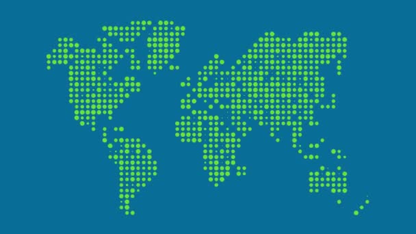 Simplified World Map Drawn Dots Pop Animation — Stock Video