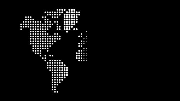 Спрощена Карта Світу Малюється Крапками Спливаюча Анімація — стокове відео