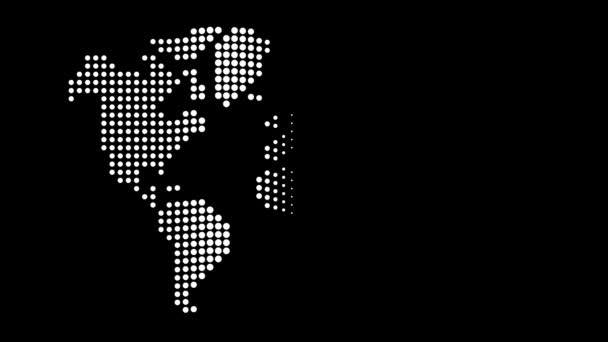 Спрощена Карта Світу Малюється Крапками Спливаюча Анімація — стокове відео