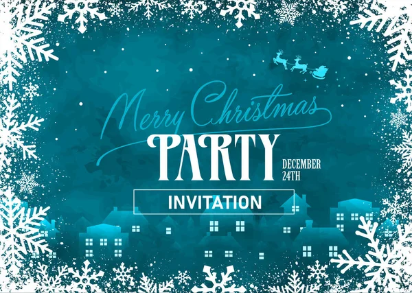 stock vector Christmas party template vector illustration ( snow crystal frame )