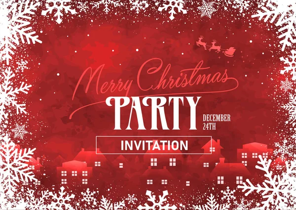 Christmas Party Template Vector Illustration Snow Crystal Frame — Stock Vector