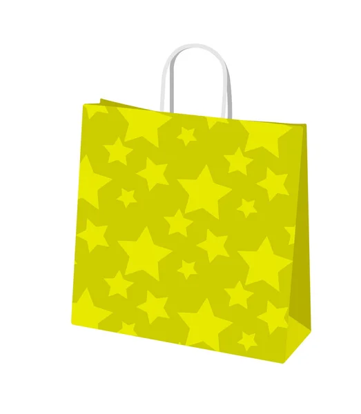 Shopping Papperspåse Mall Vektor Illustration Stjärna Mönster — Stock vektor