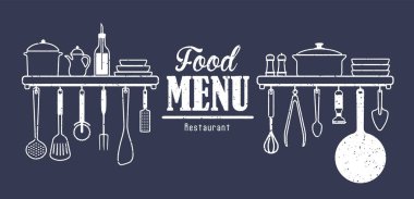 Restoranın menü tablosunun başlık kısmı illüstrasyonu vs..