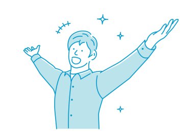 Kollarını açan genç adamın vektör çizimi