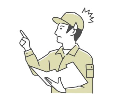Vector illustration of a male worker doing regular inspection | surprised