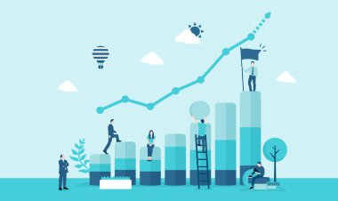 Business growth , business development motif vector banner  illustration