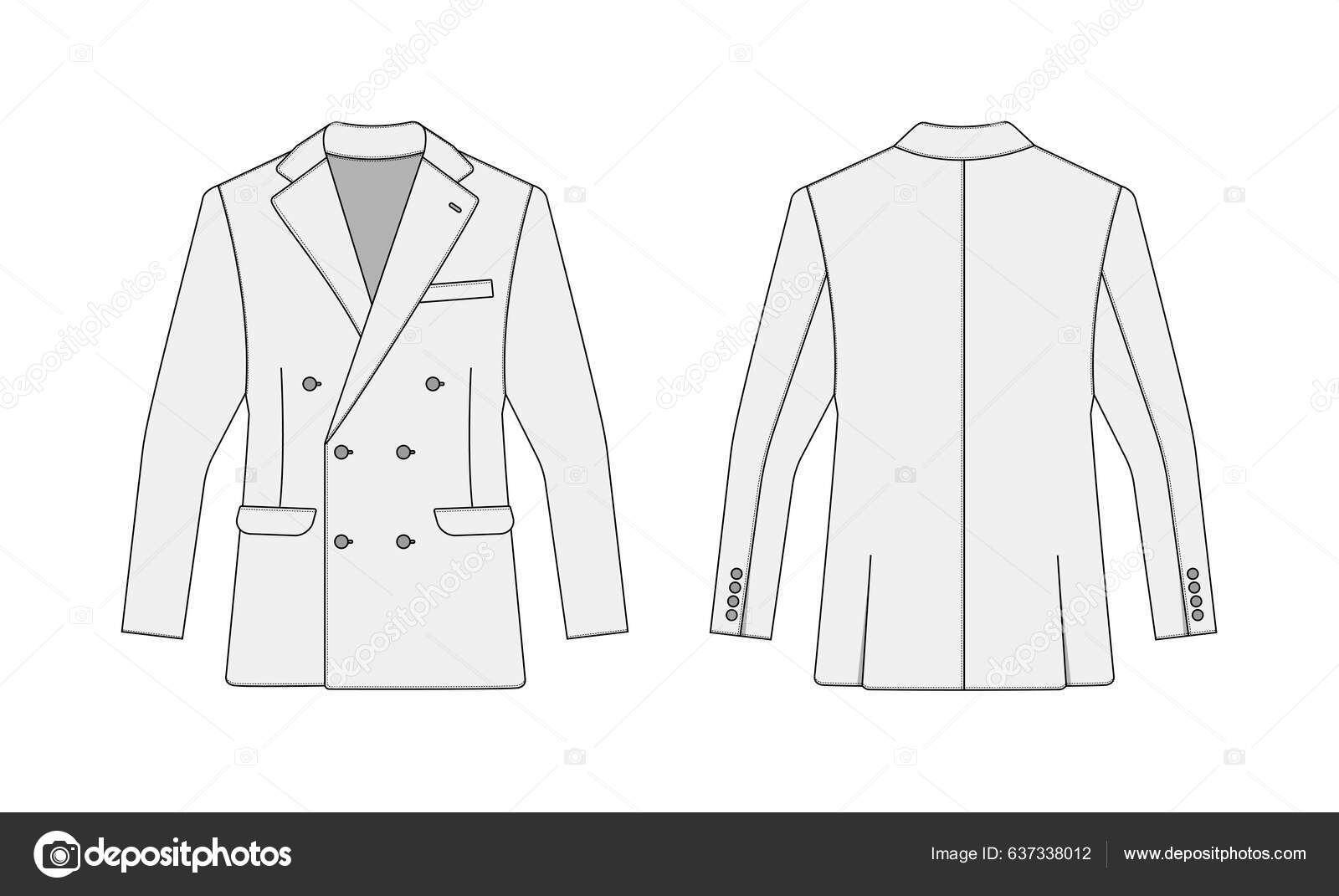 Double Breasted Suit Jacket Vector Template Illustration White Vector Gráfico Vectorial © Barks 9996