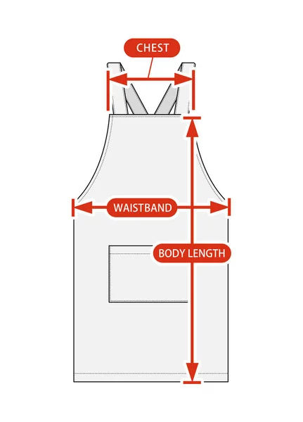Clothing Size Chart Vector Illustration Kitchen Apron — Image vectorielle