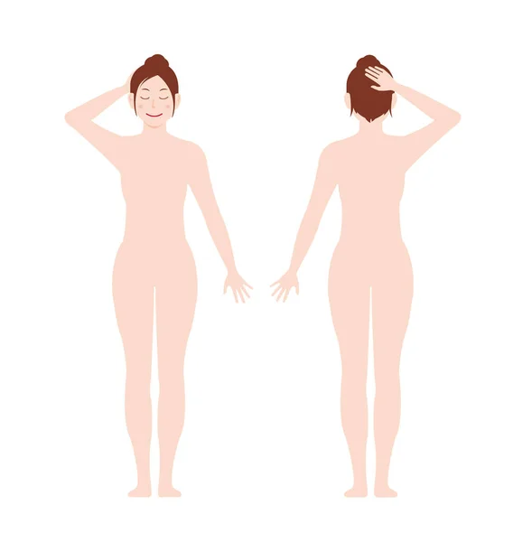 Ung Kvinnas Hela Kropp Vektor Illustration Ögon Stängning — Stock vektor