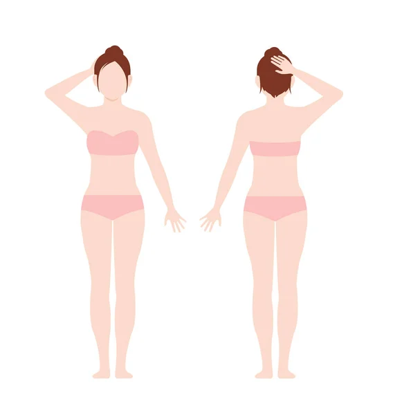Ung Kvinnas Hela Kropp Vektor Illustration Ansiktslös — Stock vektor