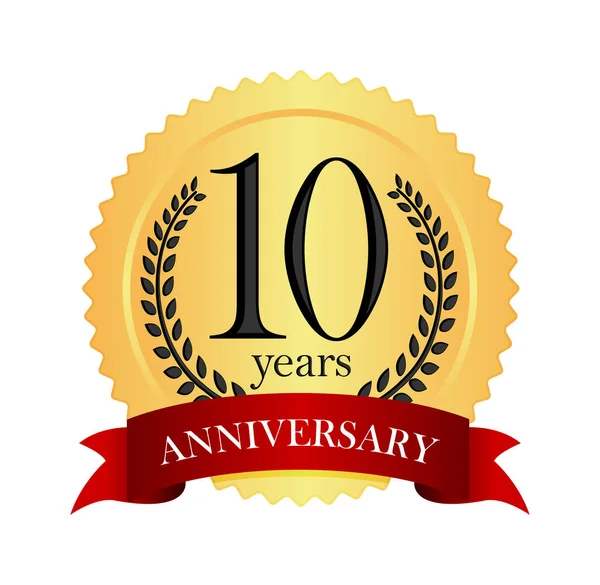 Golden Anniversary Medal Icon 10Th Anniversary — 스톡 벡터