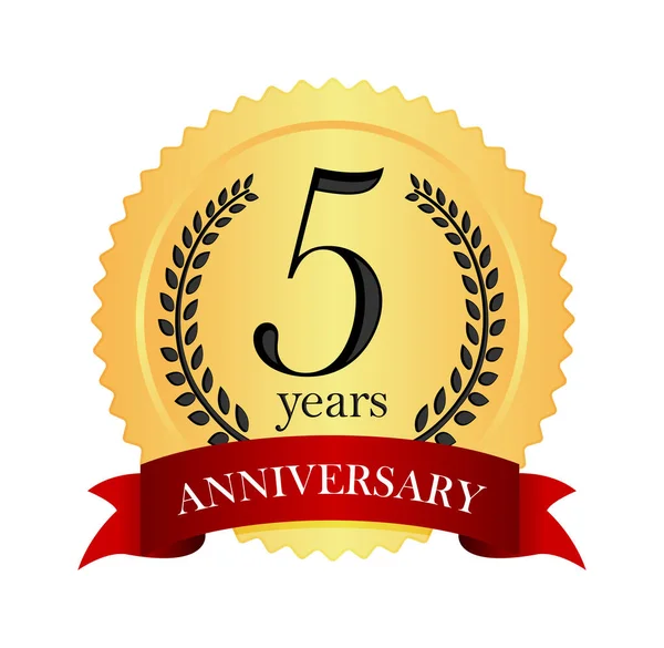 Golden Anniversary Medal Icon 5Th Anniversary — Stock Vector
