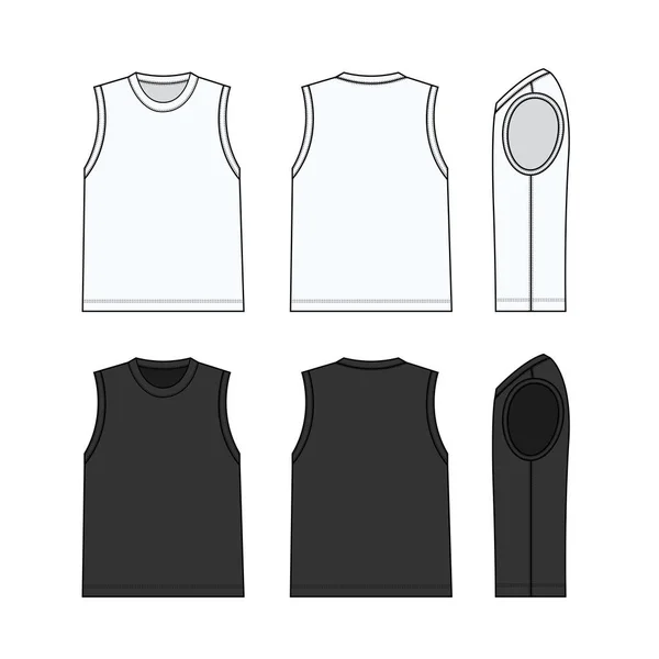 Set Illustrazione Modello Vettoriale Shirt Senza Maniche — Vettoriale Stock